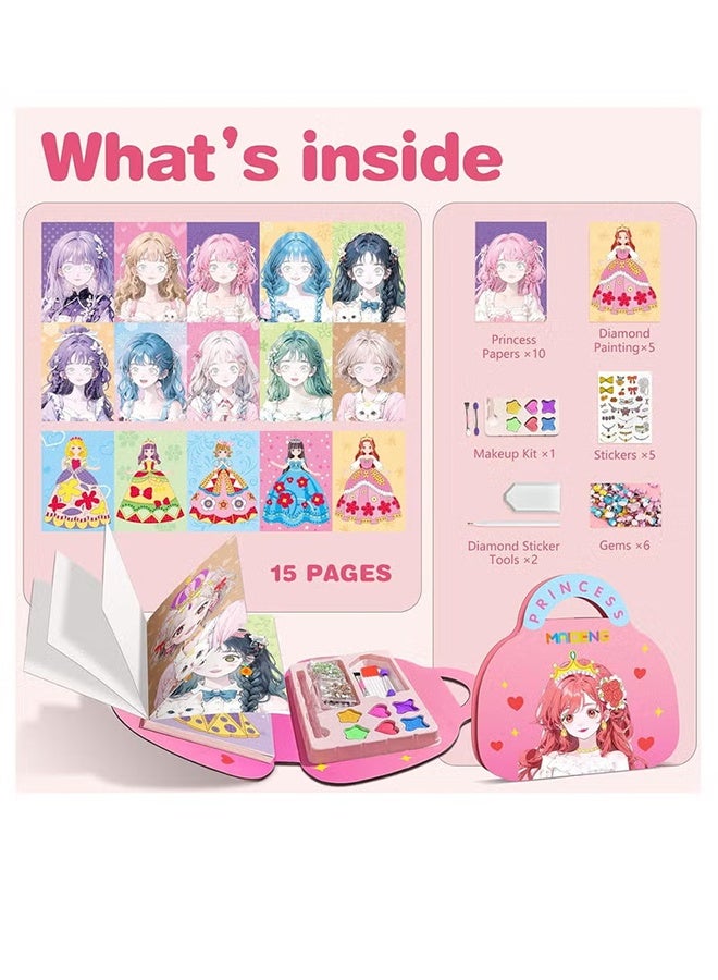 Jamal Art Craft Activity for Kids, Paper Craft Kits - Paper Makeup DIY Girls Toy Kit with Diamond Painting & Princess Dress Up Set, Birthday Party Gift for Girls - Image 5